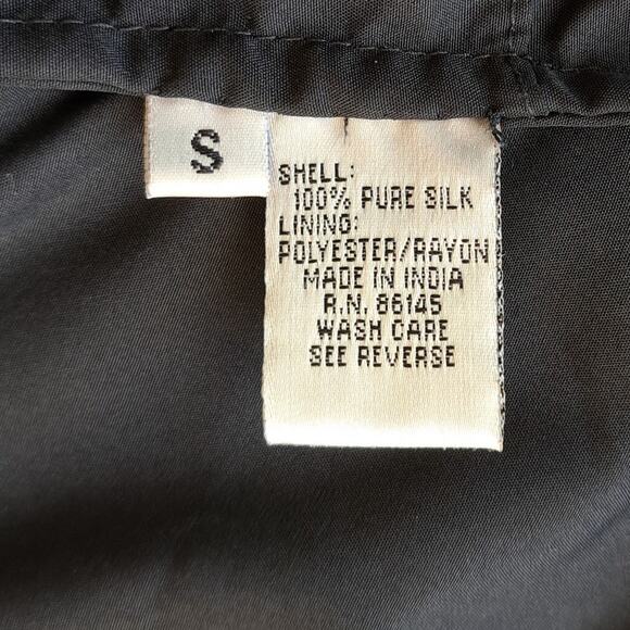 ANDRETTA DONATELLO Silk Beaded Tropical Floral Sleeveless Top Small Black Pink - Picture 7 of 9